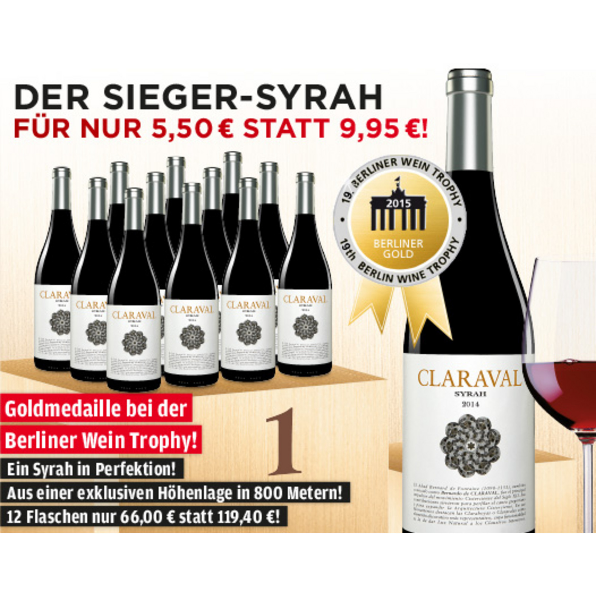 Claraval Syrah 2014 - 12er E*Special  Februar 2016  9L 13.5% Vol. Trocken Weinpaket aus Spanien 17839 vinos DE