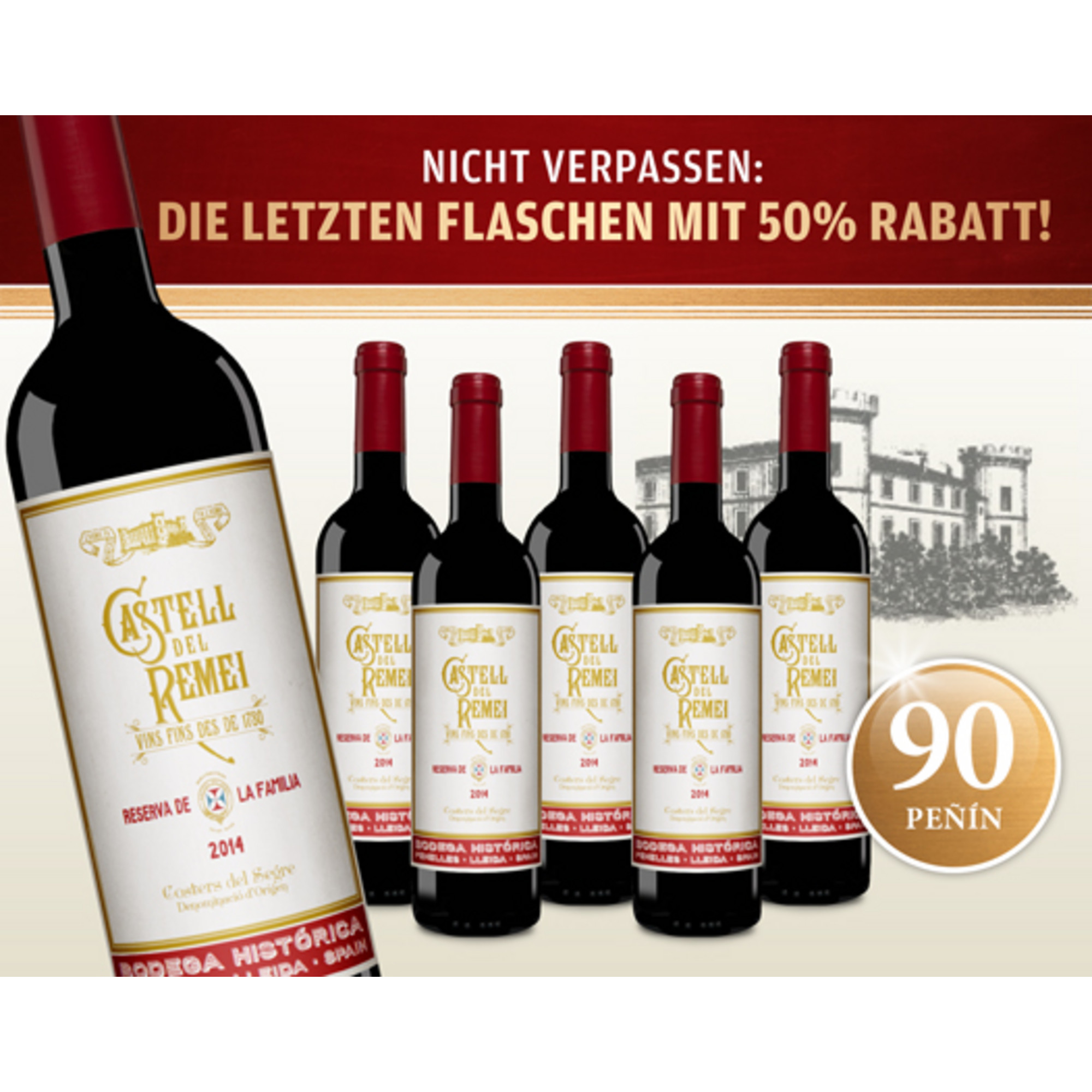E*Special - Castell del Remei «Reserva de la Familia« 2014  4.5L 14.5% Vol. Trocken Weinpaket aus Spanien 23542 vinos DE
