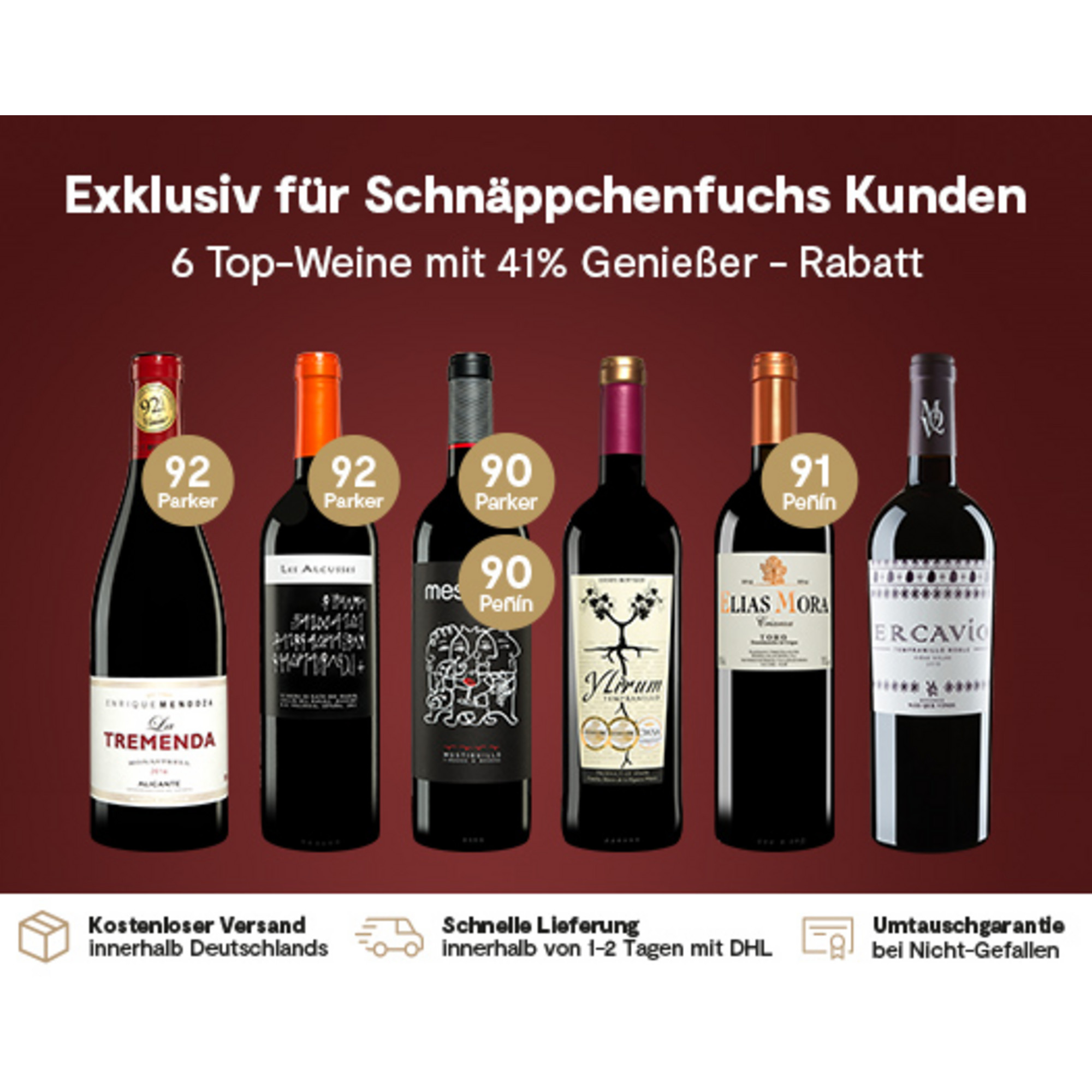 Rotwein-Entdecker-Paket  4.5L Trocken Weinpaket aus Spanien 25411 vinos DE