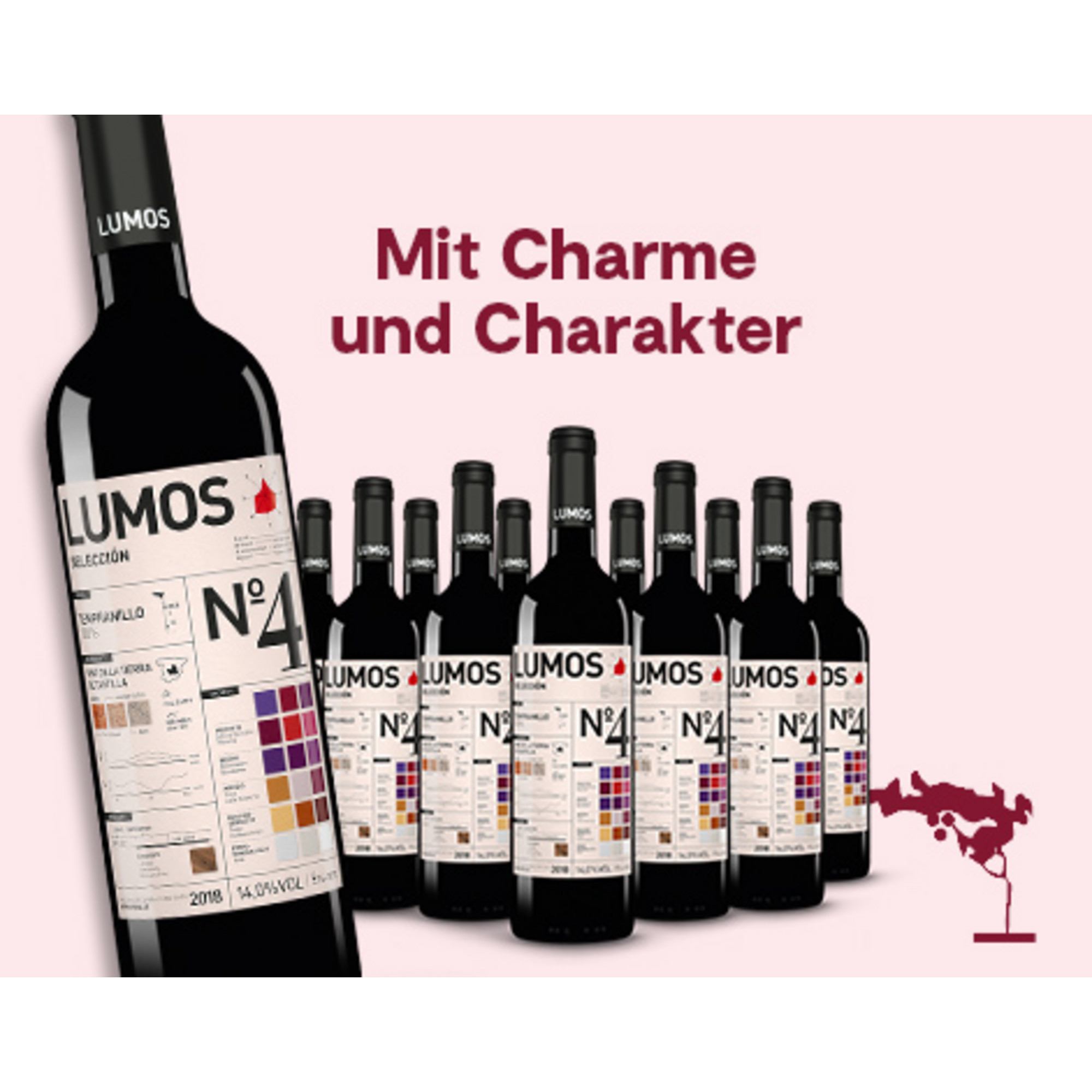 Lumos No 4 Tempranillo 2018 - Monatswein Juli  9L 14% Vol. Trocken Weinpaket aus Spanien 27043 vinos DE