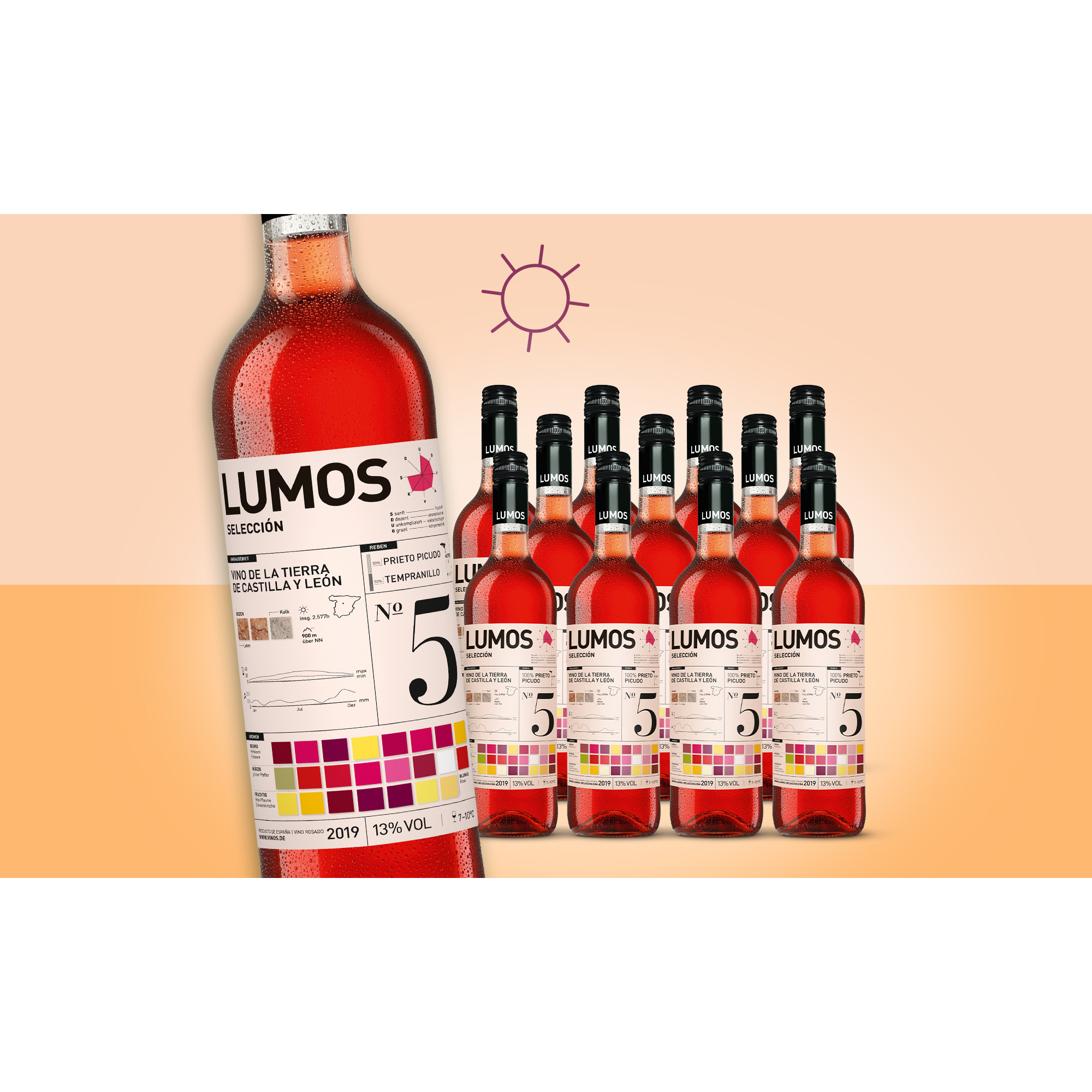 Lumos No.5 Rosado 2019  9L 13% Vol. Trocken Weinpaket aus Spanien 29060 vinos DE