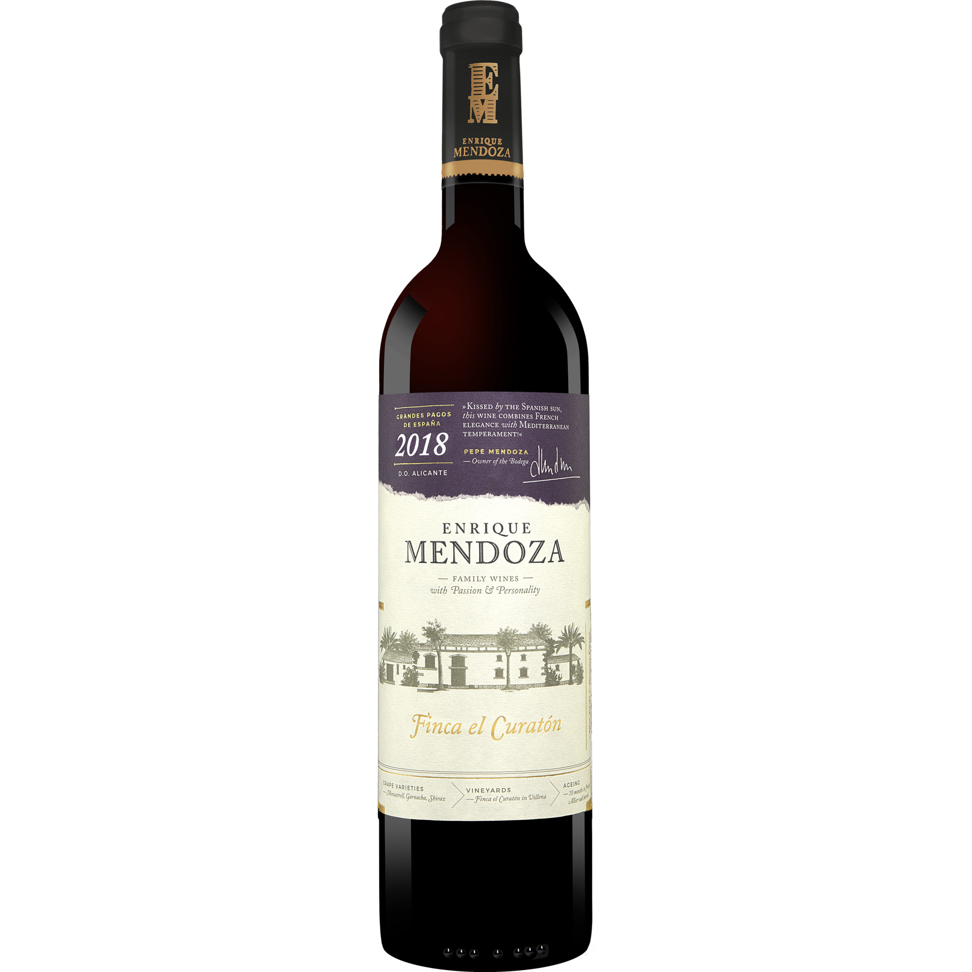 Enrique Mendoza »Finca El Curatón« 2018  0.75L 14.5% Vol. Rotwein Trocken aus Spanien Rotwein 32053 vinos DE