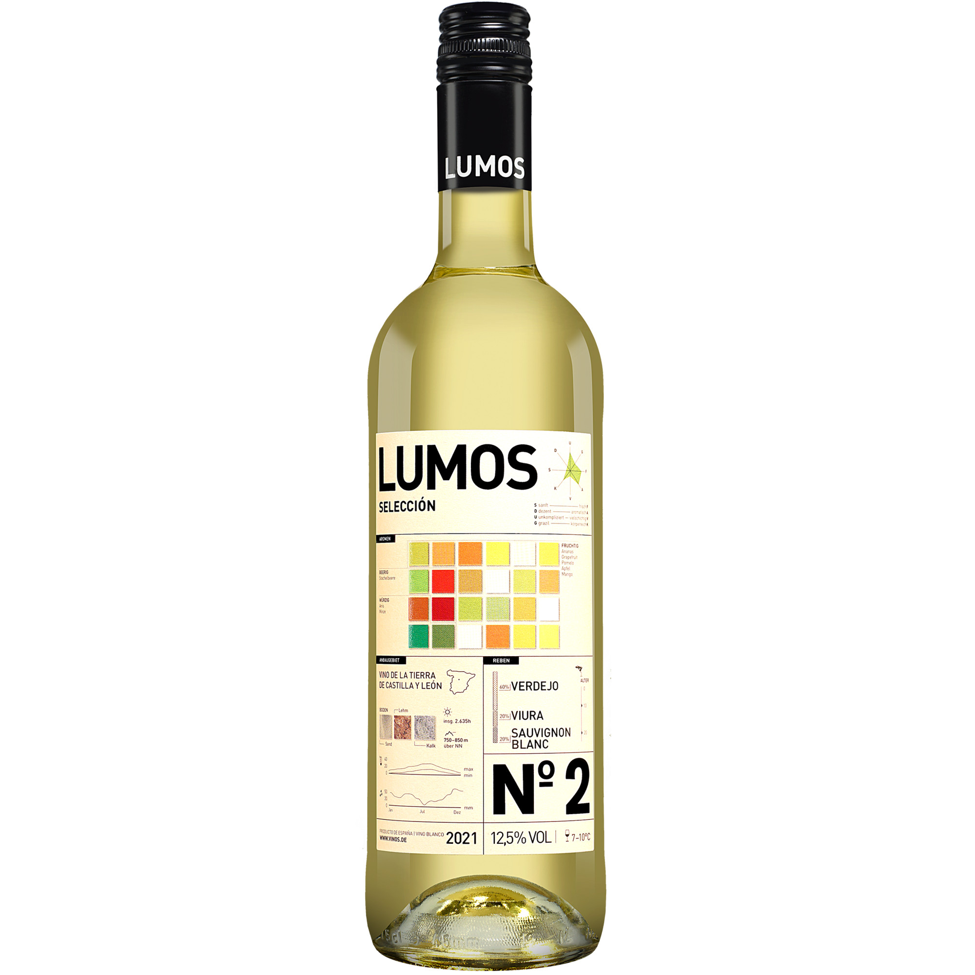 LUMOS No.2 Blanco 2021  0.75L 12.5% Vol. Weißwein Trocken aus Spanien Weißwein 33401 vinos DE