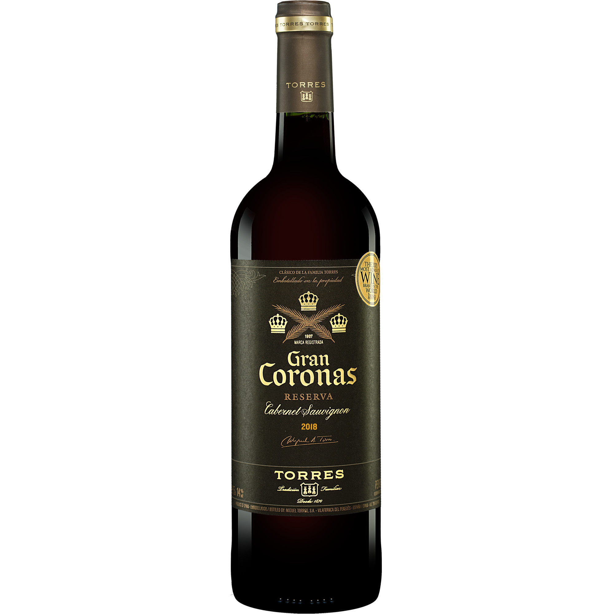 Torres »Gran Coronas« Reserva 2018  0.75L 14.5% Vol. Rotwein Trocken aus Spanien Rotwein 33453 vinos DE