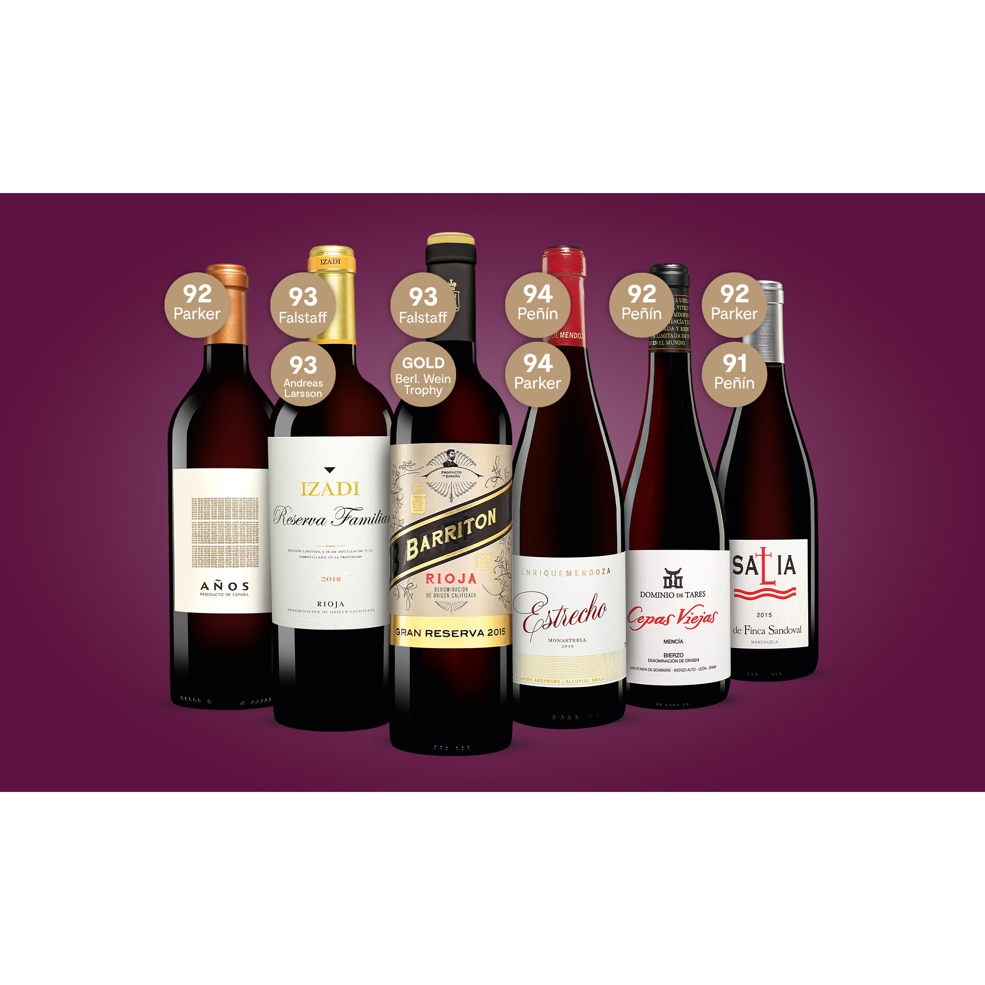 Punkte-Paket  4.5L Weinpaket aus Spanien 33688 vinos DE
