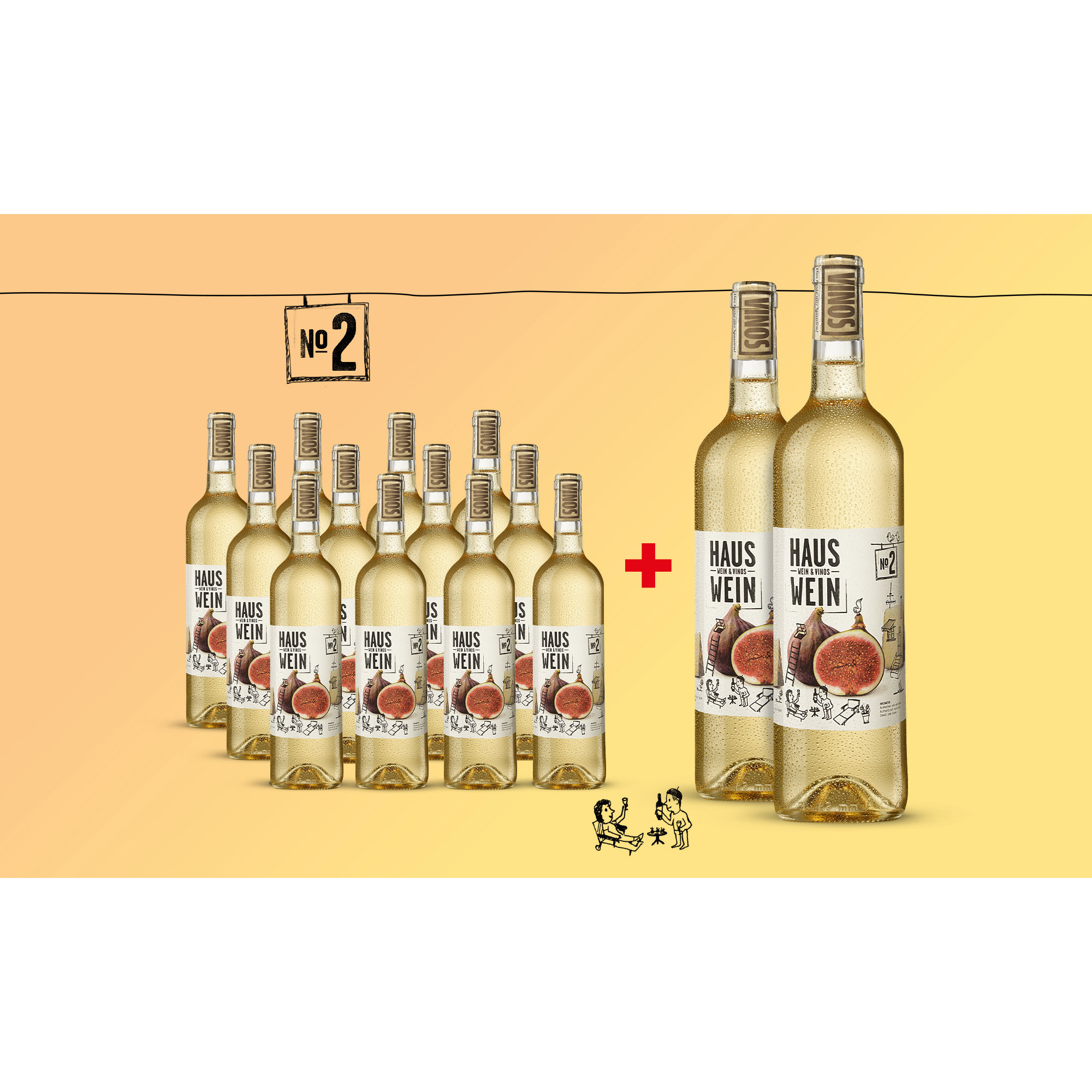 Hauswein Nr. 2 Blanco mit 2 Flaschen GRATIS  10.5L Trocken Weinpaket aus Spanien 34245 vinos DE