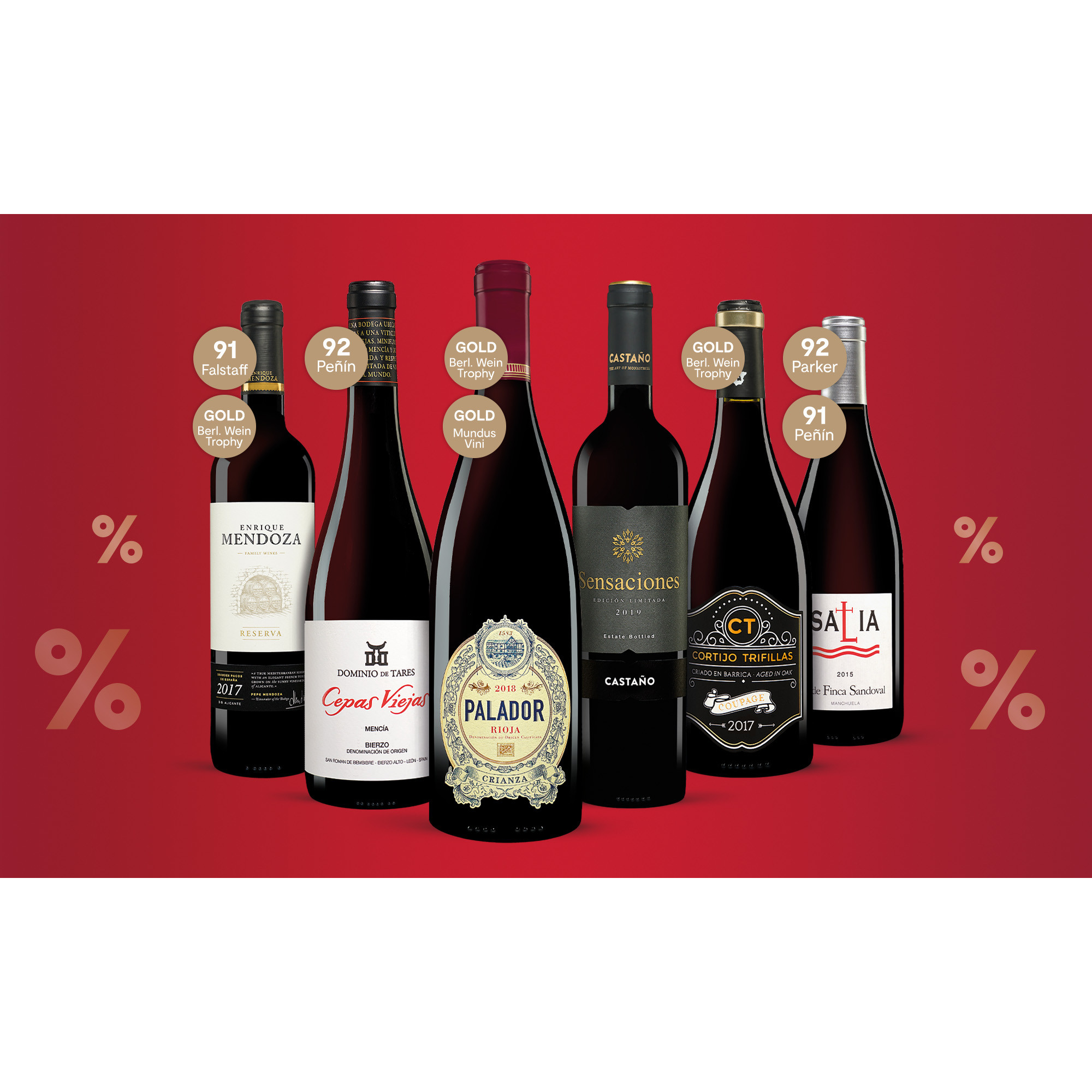 Best of Rotwein-Premium-Paket  4.5L Weinpaket aus Spanien 34951 vinos DE