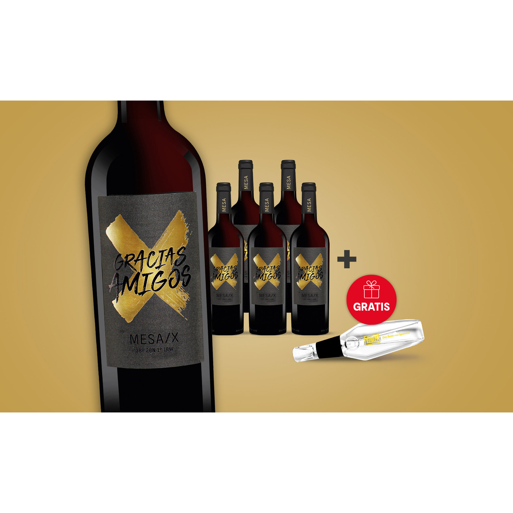 MESA/X + GRATIS Airvin Ausgießer Jubiläumsedition  4.5L Trocken Weinpaket aus Spanien 35129 vinos DE