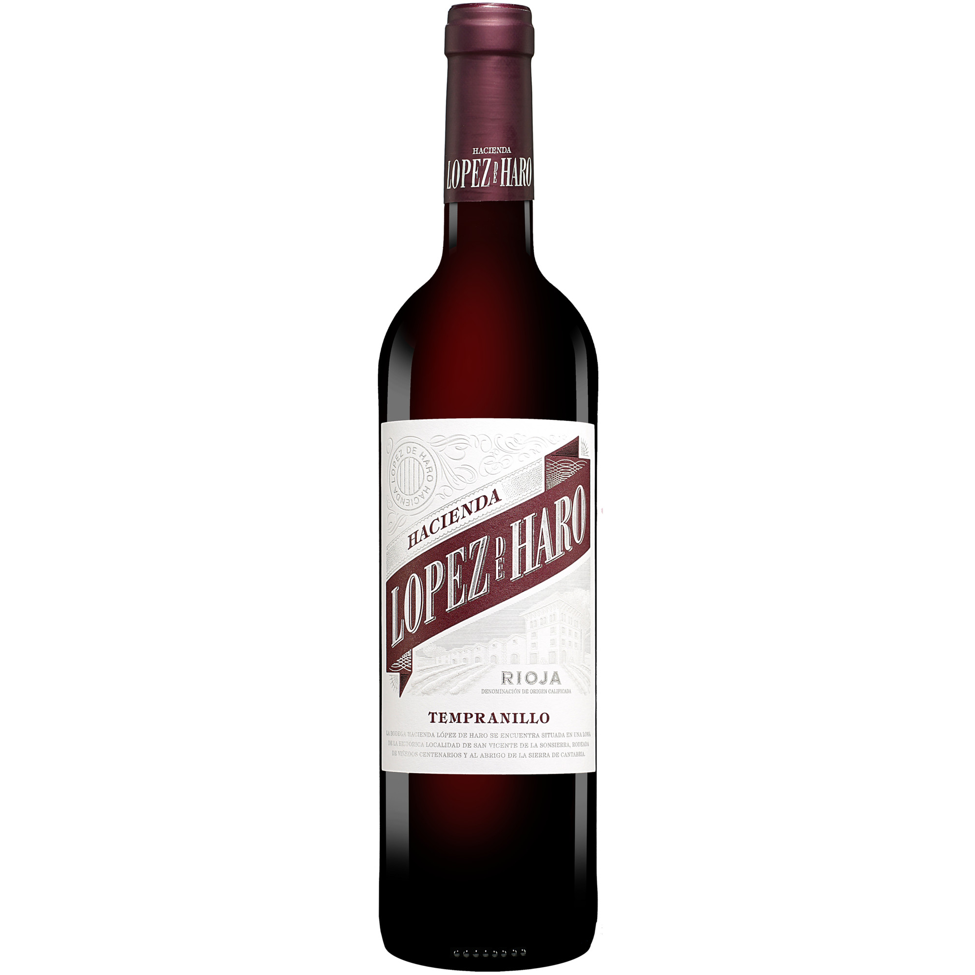 Hacienda López de Haro Tempranillo 2021  0.75L 13.5% Vol. Rotwein Trocken aus Spanien Rotwein 36156 vinos DE