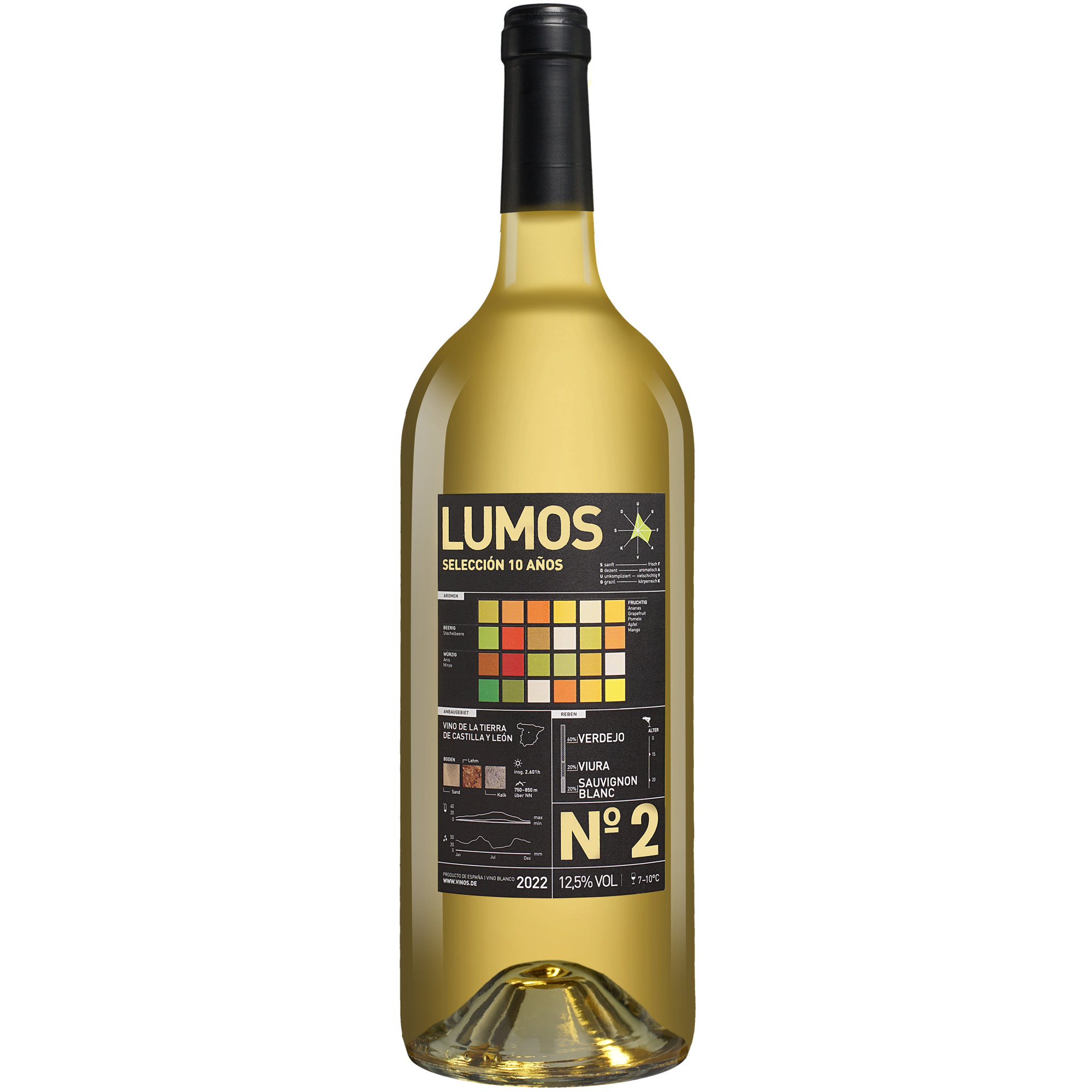 LUMOS No.2 Blanco - 1,5 L. Magnum 2022  1.5L 12.5% Vol. Weißwein Trocken aus Spanien Weißwein 36805 vinos DE