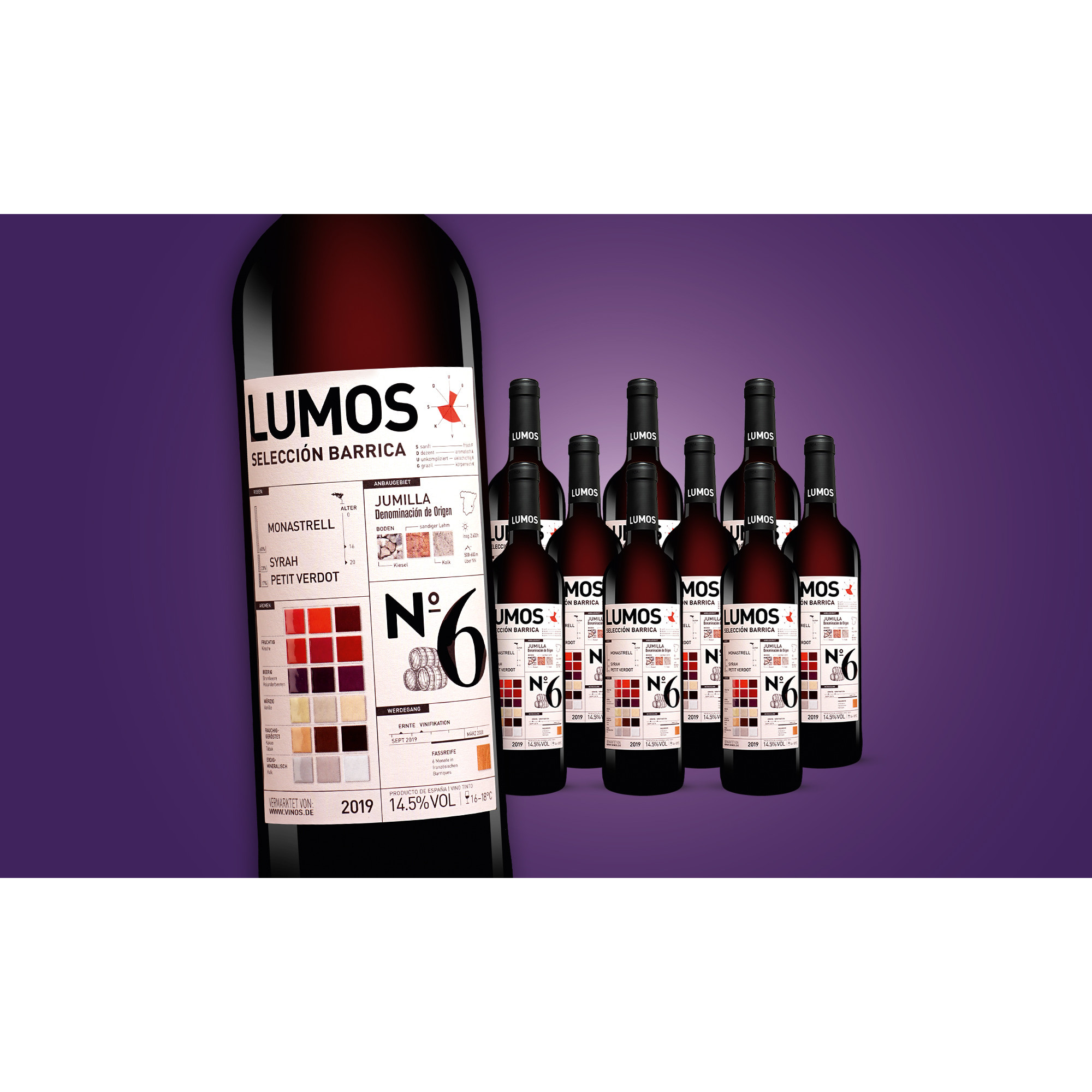 Lumos No.6 Selección Barrica 2019 Paket  7.5L 14.5% Vol. Weinpaket aus Spanien 37149 vinos DE