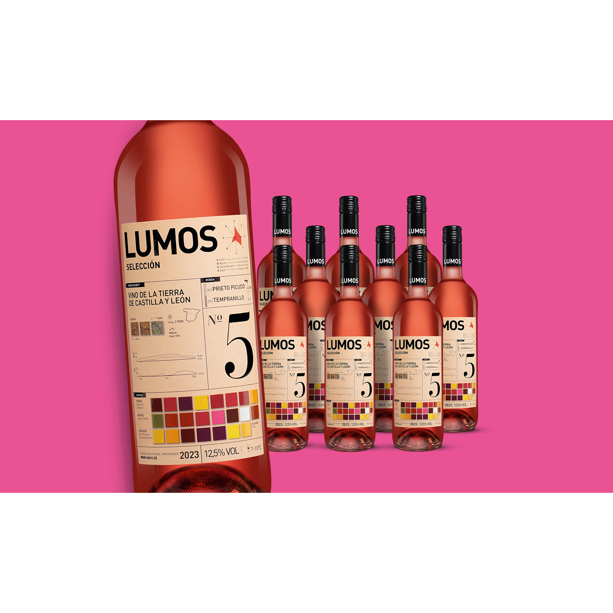 LUMOS No.5 Rosado 2023  7.5L 12.5% Vol. Weinpaket aus Spanien 38103 vinos DE