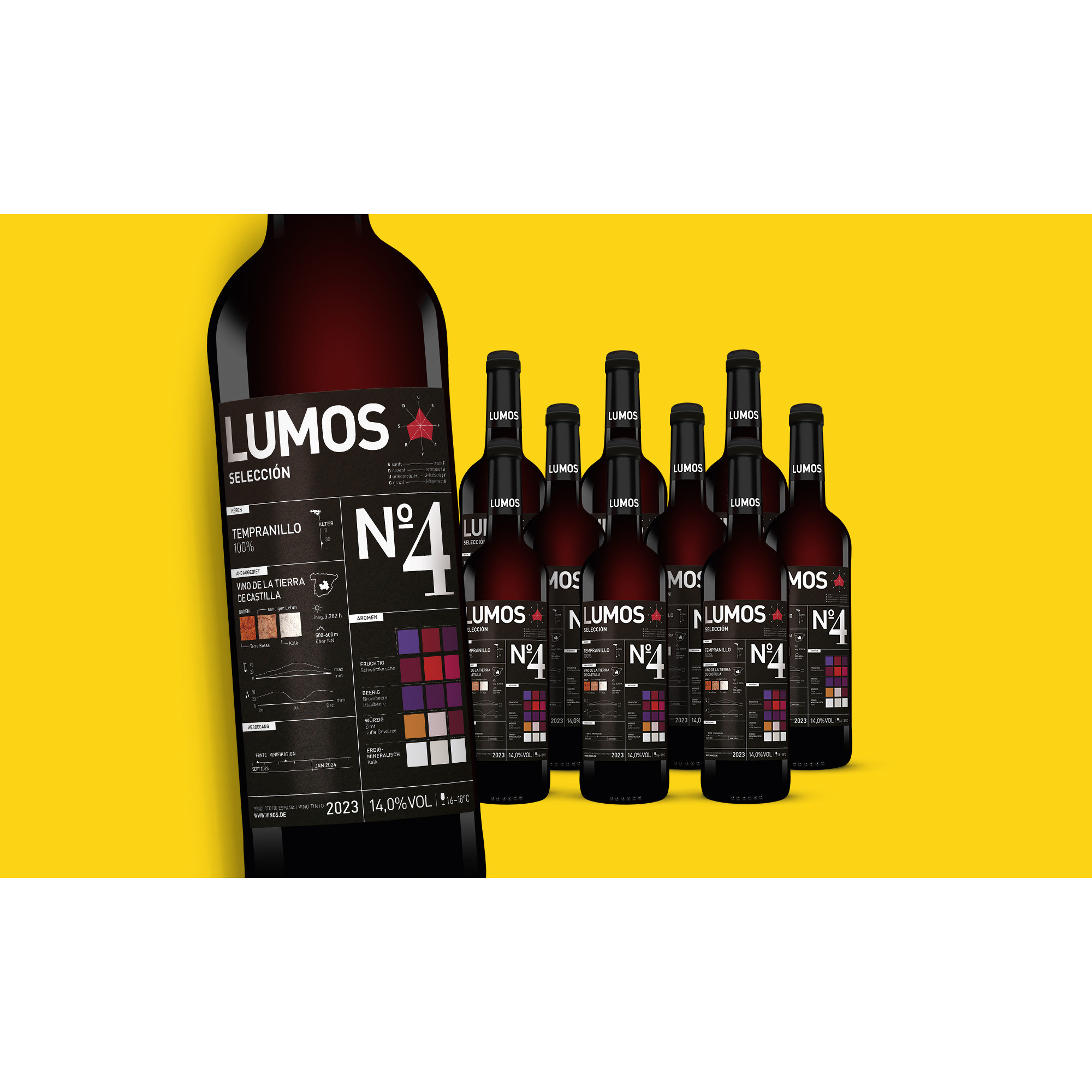LUMOS No.4 Tempranillo 2023  7.5L 14% Vol. Weinpaket aus Spanien 38104 vinos DE
