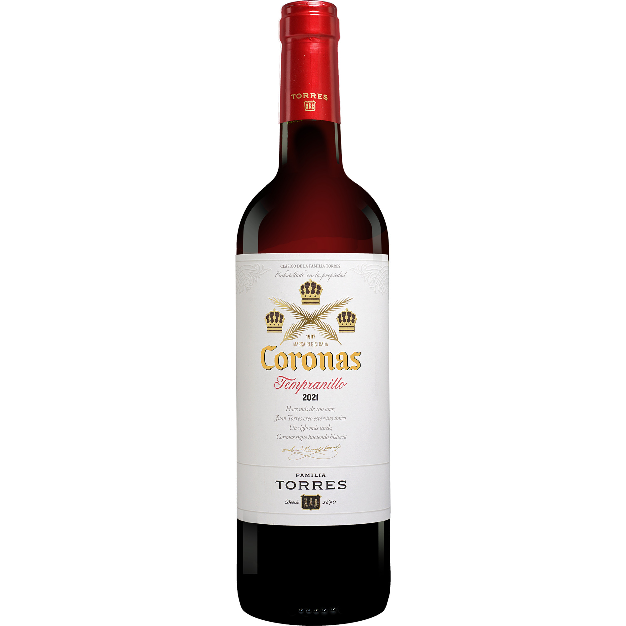 Torres »Coronas« Tempranillo 2021  0.75L 13.5% Vol. Rotwein Trocken aus Spanien