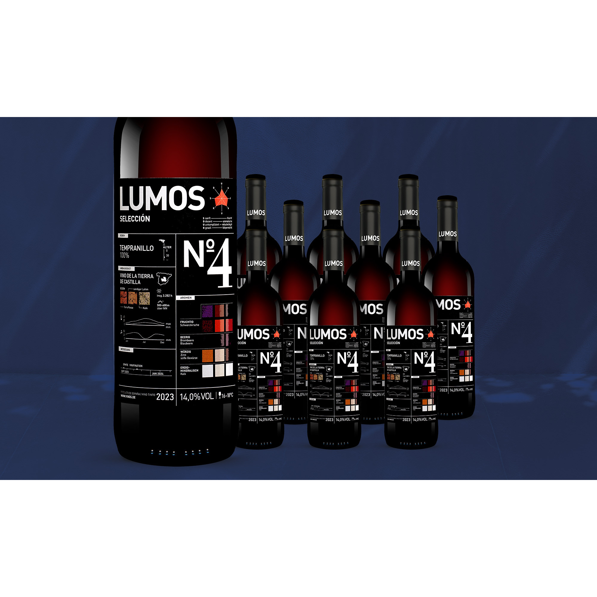 LUMOS No. 4 Tempranillo 2023  7.5L 14% Vol. Weinpaket aus Spanien 38957 vinos DE