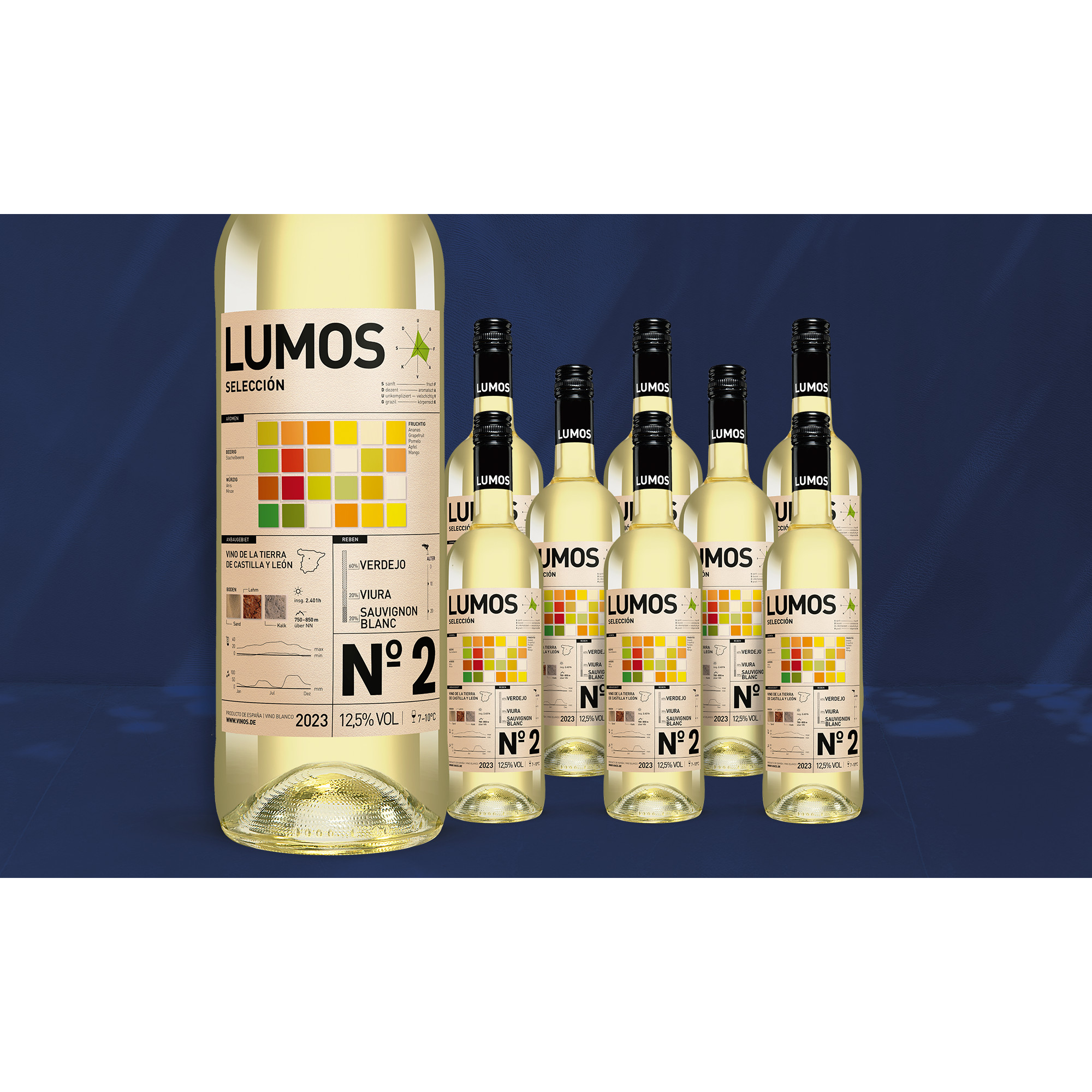 LUMOS No. 2 Blanco 2023  6.75L 12.5% Vol. Weinpaket aus Spanien 38959 vinos DE