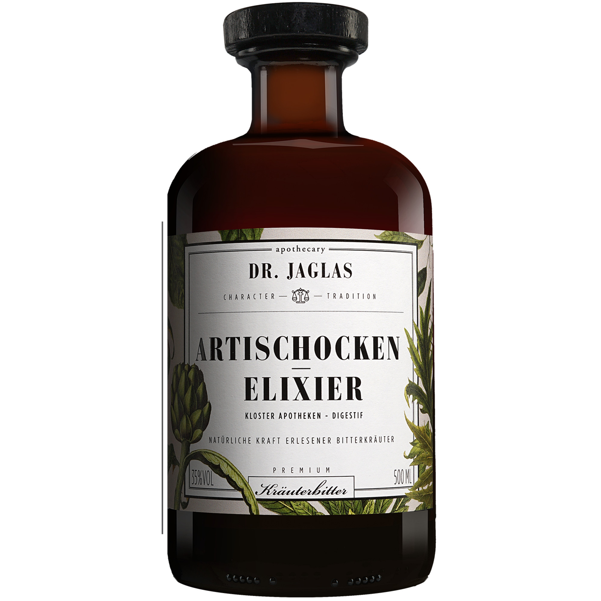 Image of Dr. Jaglas Artischocken Elixier, Kräuterbitter 35 % vol. 0,5 L, Spirituosen