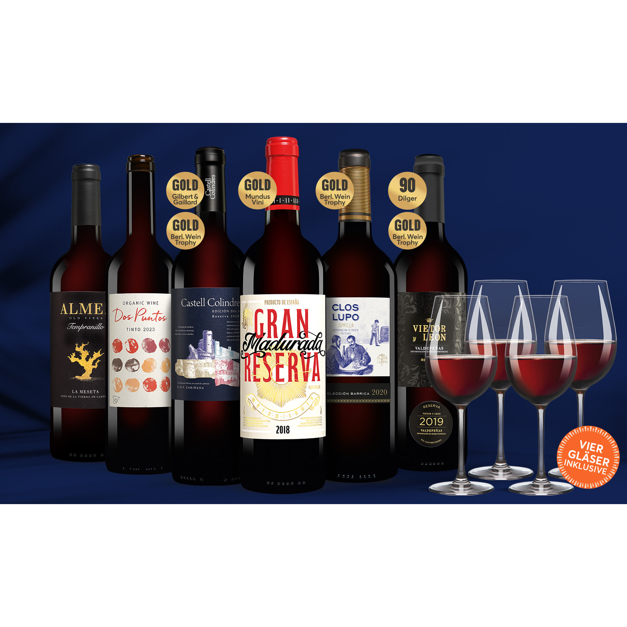 Vinos Tinto Festwein Paket  4.5L Weinpaket aus Spanien 39738 vinos DE