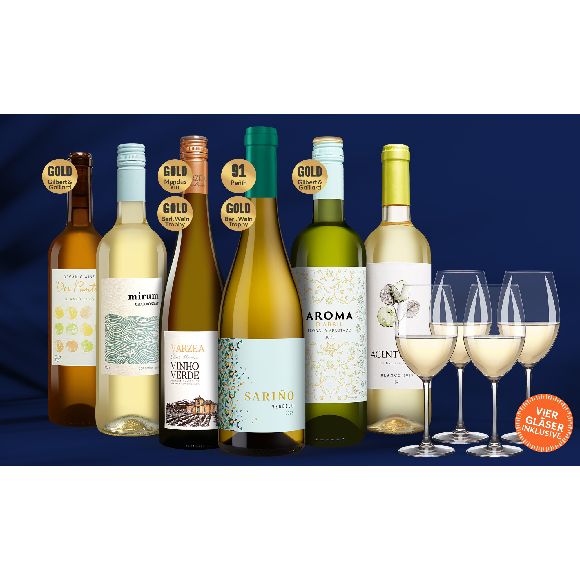 Vinos Blanco Festwein Paket  4.5L Weinpaket aus Spanien 39739 vinos DE