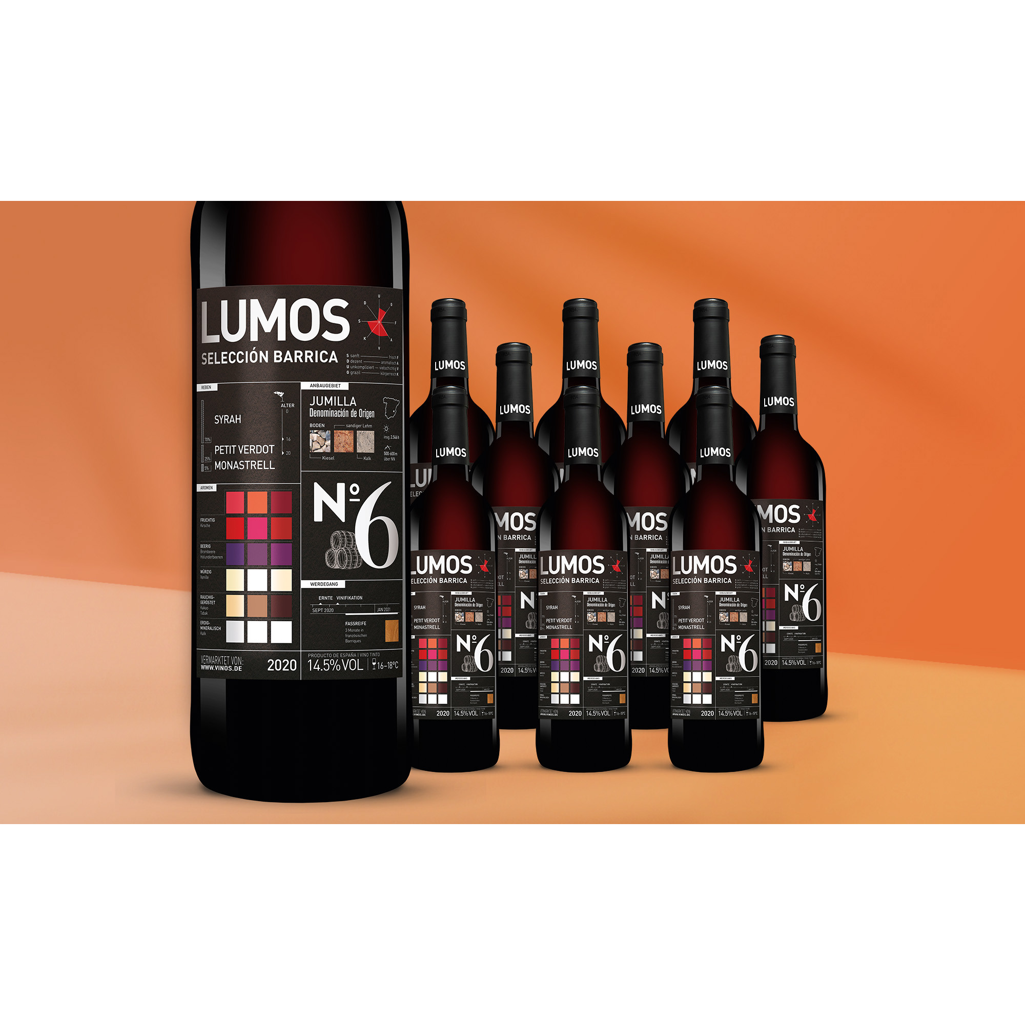 LUMOS No.6 Selección Barrica 2020  7.5L 14.5% Vol. Weinpaket aus Spanien 39812 vinos DE