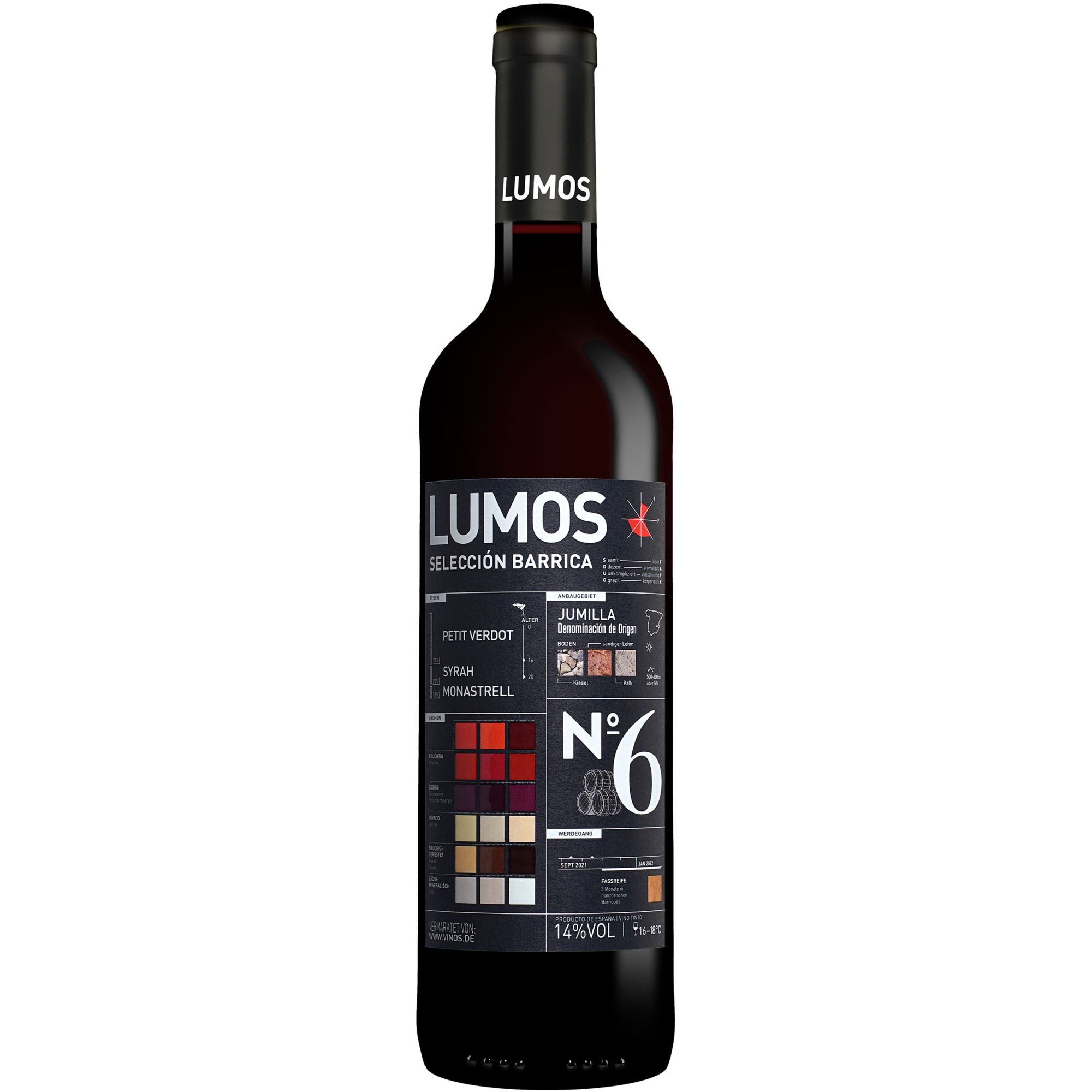 Image of LUMOS No.6 Selección Barrica 2021 0.75L 14% Vol. Rotwein Trocken aus Spanien