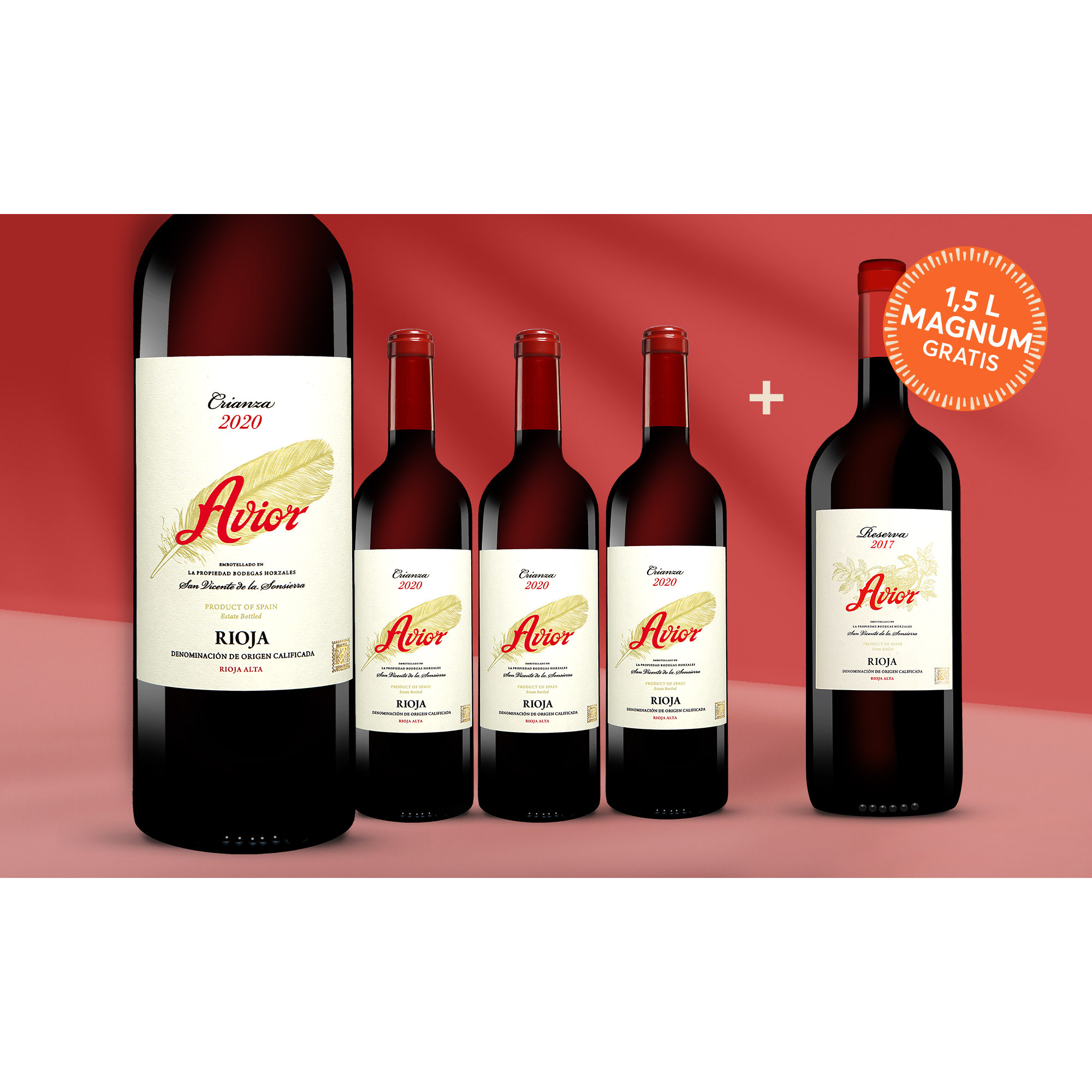 Avior Crianza 2020  413% Vol. Weinpaket aus Spanien